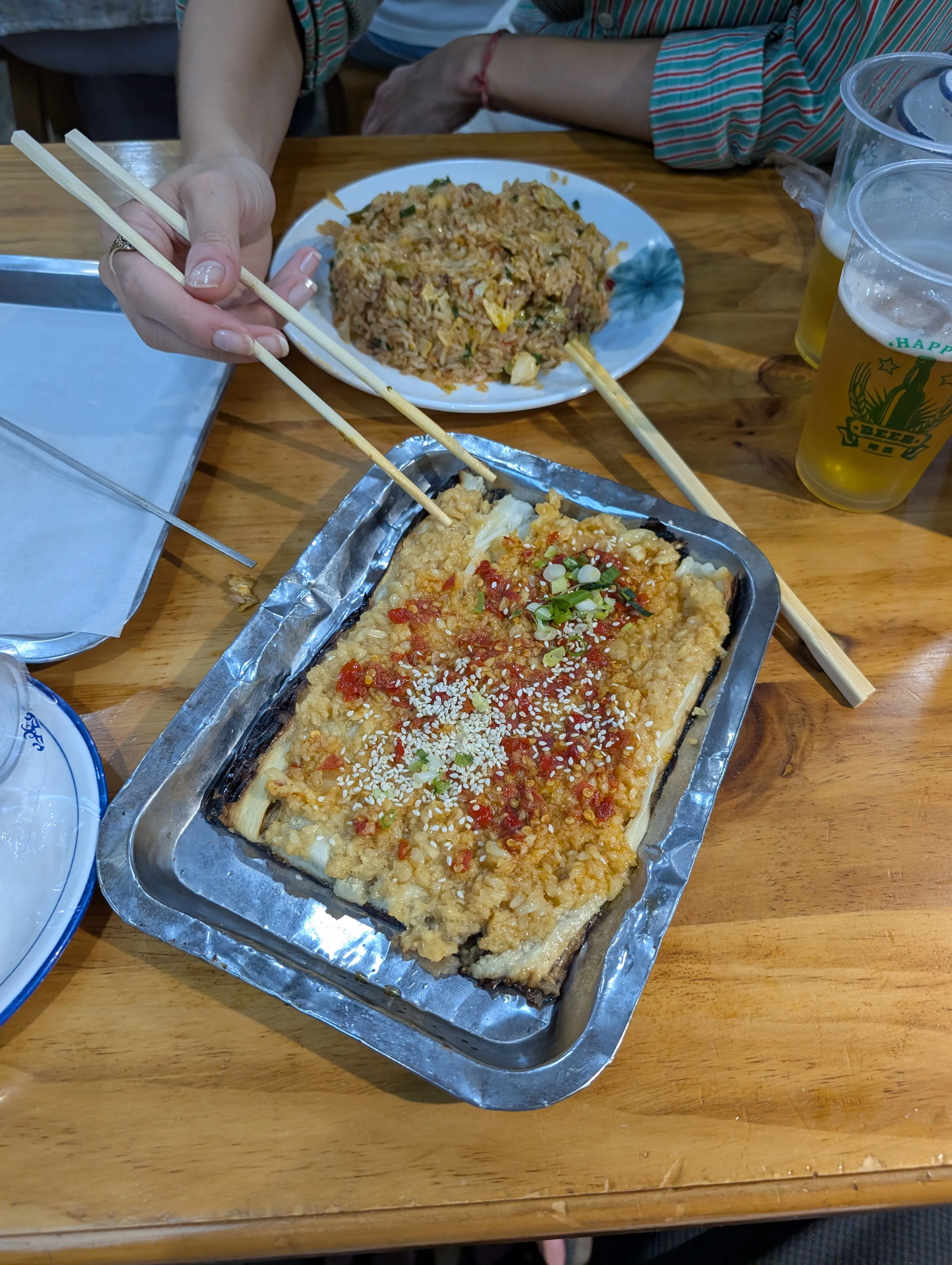 Xi'an roasted eggplant with garlic and chili.